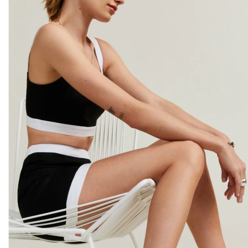 Reformation Robbie Linen Two Piece - Blk/Wht - Picture 8 of 11